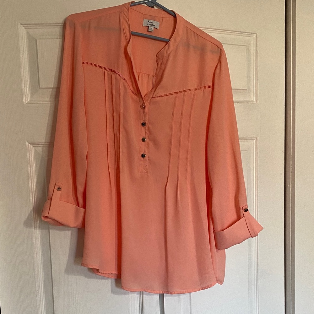 Kim Rogers Coral Button-Up Blouse